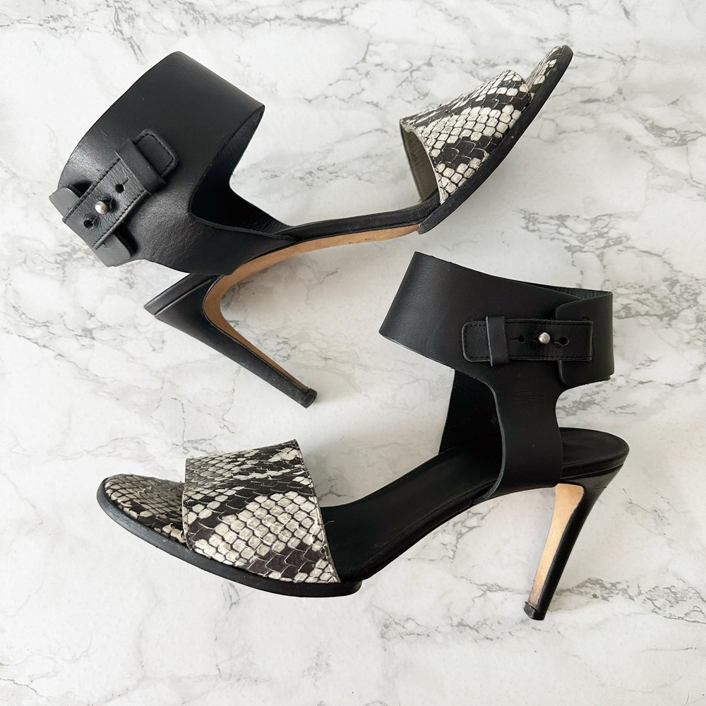 Vince Snake Leather Ankle Cuff Sandal Heels Women's US Size 9.5 EU 41‎ ANTONIA